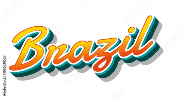 Fototapeta Brazil country name with three dimensional text effect in a transparent background