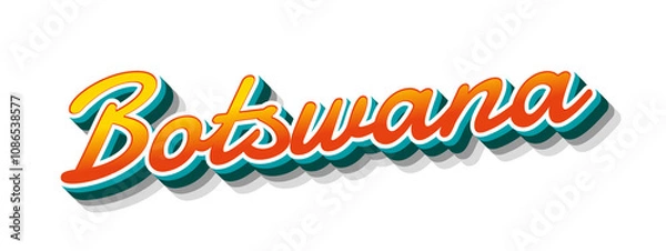 Fototapeta Botswana country name with three dimensional text effect in a transparent background