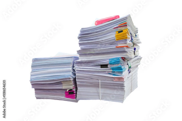 Fototapeta Stack of Documents isolated on white background