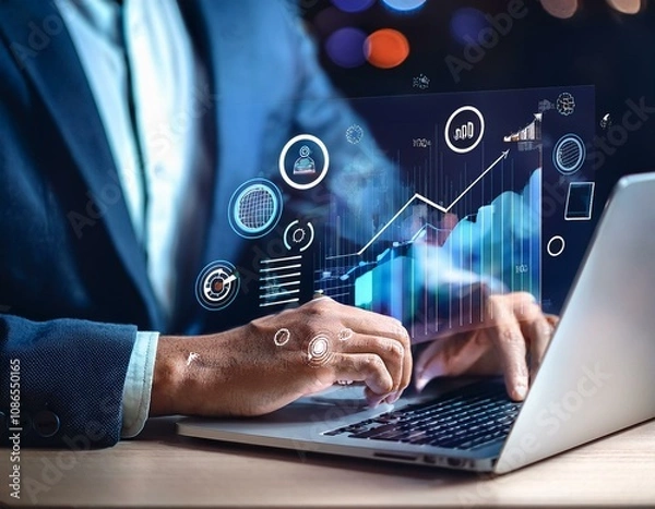 Fototapeta AI Chatbot Interaction in a Futuristic Digital Environment