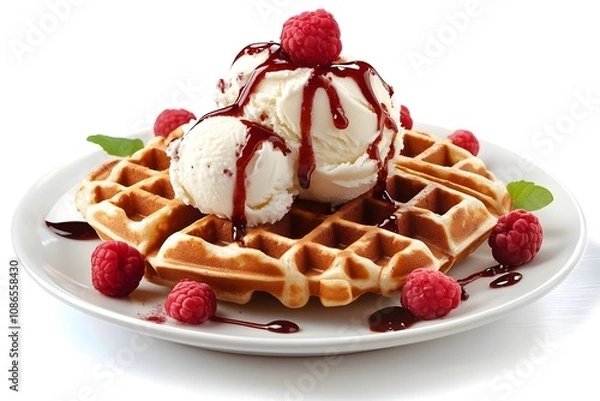 Fototapeta illustration of an ice cream set. Different types and tastes of cold desserts cups cones soft serve bars sticks popsicles frozen juice in waffles and on sticks. Vintage hand-drawn style generative ai