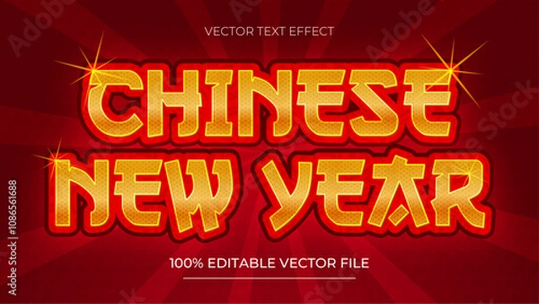 Fototapeta Chinese New Year 3d realistic text effect editable vector luxury style
