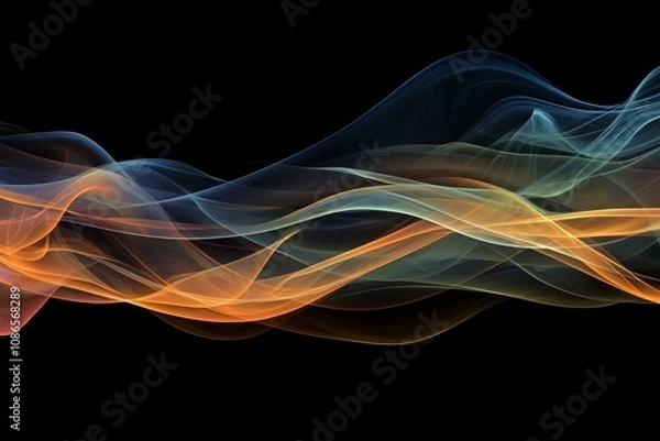 Fototapeta Swirling, colorful smoke patterns against a dark background, providing a mysterious and artistic texture for digital overlays. 