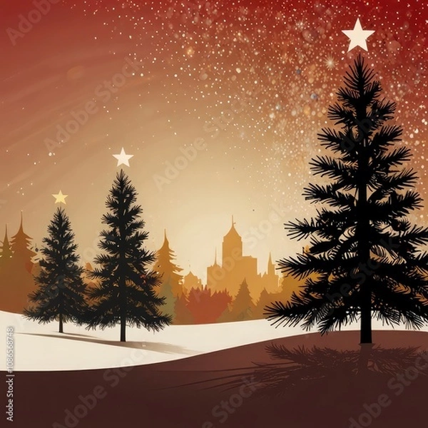 Fototapeta Christmas tree in front of a house