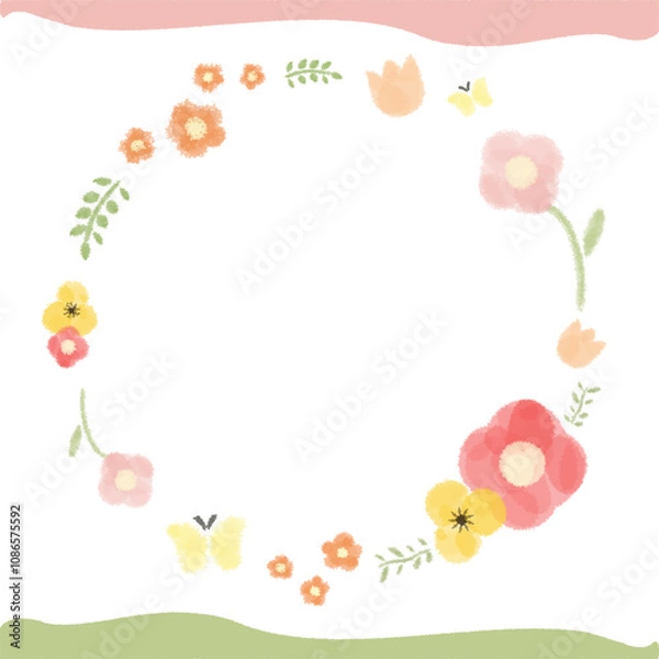 Fototapeta 花　水彩　フレーム