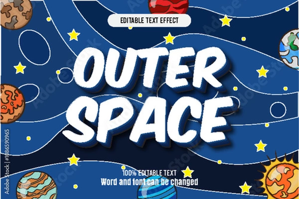 Fototapeta Outer Space editable text effect 3d emboss cartoon