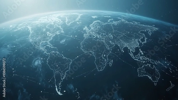 Obraz Connected World - Global Network Illuminated