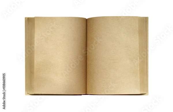 Fototapeta An open sketchbook with blank pages isolated on a white background. Notebook, Note pad, Diary, Recipe Book. Mock up.