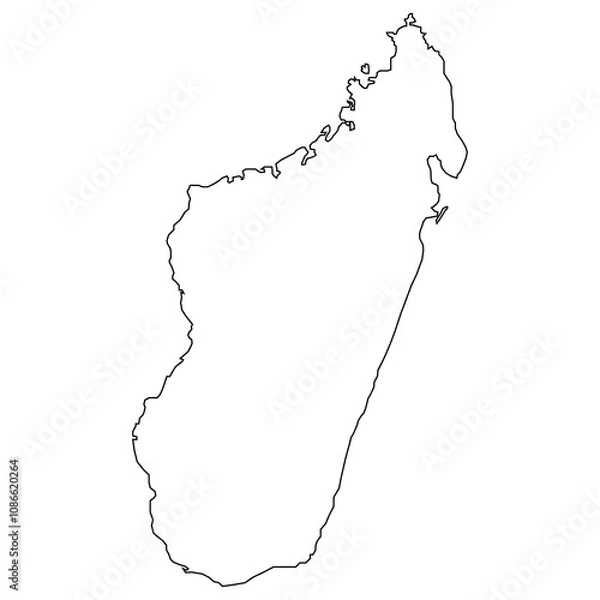 Obraz Madagascar map outline and silhouette isolated on transparent background.