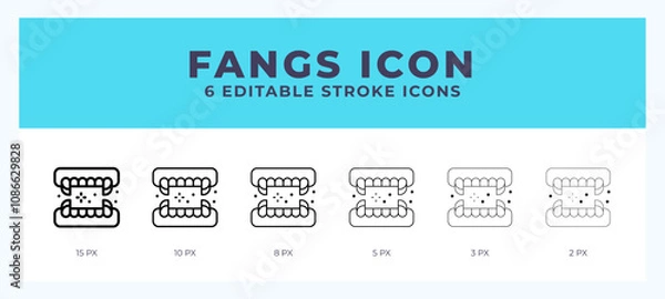 Fototapeta Fangs lineal icon symbol vector. Black outline for web. App. Presentation and more.
