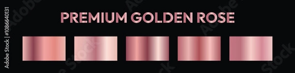 Fototapeta Gold rose foil texture gradation background set. Vector shiny and metalic gradient collection for border, frame, ribbon, label design
