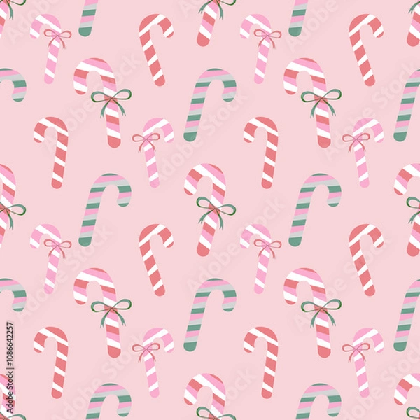 Obraz Pink Christmas Seamless Patterns with Candy