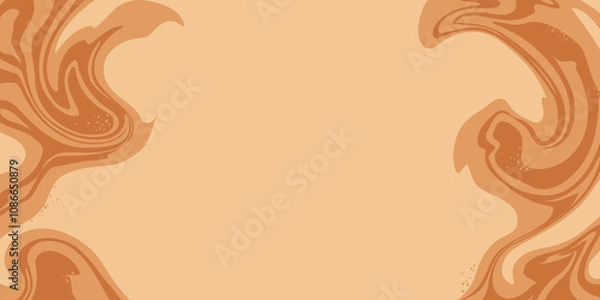 Obraz Marble acrylic swirl pattern. Coffee, caramel or chocolate liquid texture. Abstract beige brown psychedelic waves print background.