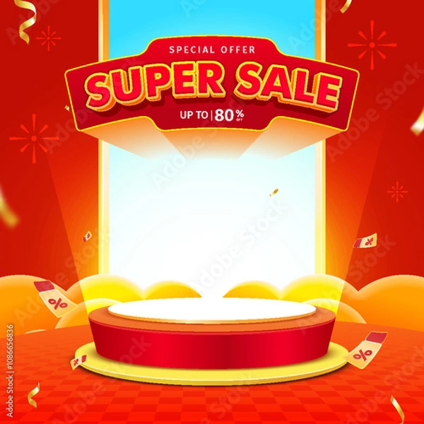 Obraz Super sale promotion event banner template and social media post