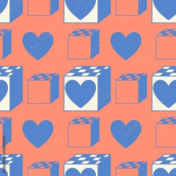 Fototapeta seamless pattern with hearts and boxes