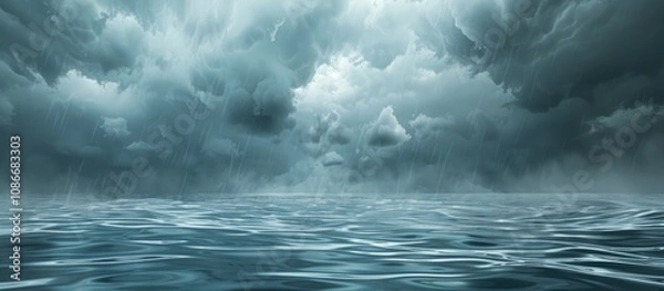 Fototapeta Dark Clouds Over Lake with Approaching Thunderstorm and Waves