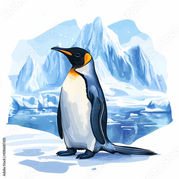 Obraz Cute Penguin Illustration: Charming Solo Penguin Design for Kids' Rooms and Creative Spaces, generated ai