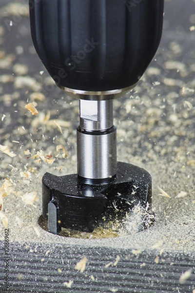Obraz Hinge boring bit drilling a hinge hole
