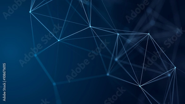 Fototapeta Polygonal background with dots and lines. Network connection structure. Science and technology. 3d