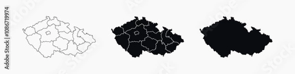 Fototapeta Czech Republic Map vector icon. Map of Czech Republic various styles.