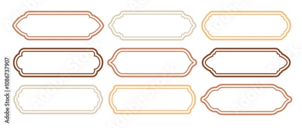 Fototapeta Islamic frames. Arabian greeting card template. Simple line frames with double stroke. Set of beige Moroccan borders on white background. Traditional Vector illustration in oriental style.