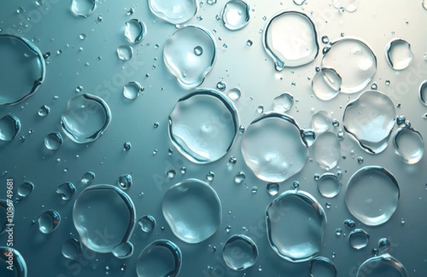 Fototapeta Ethereal Teal Droplets in Minimalist Abstract Composition