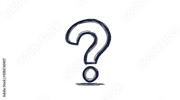 Obraz Elegant minimalist line drawing of a question mark on a white background, perfect for web designs and modern graphics