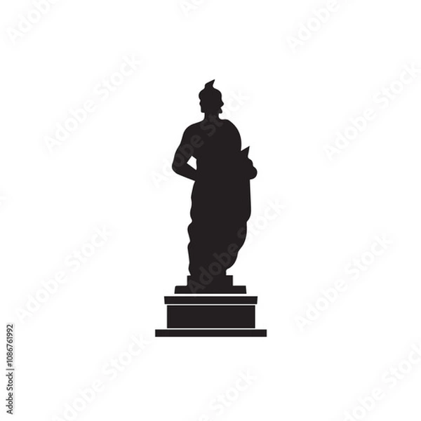 Fototapeta Statue In cartoon, hand-drawn flat style. image for social media, websites and UI. Isolated 2D vector design in logo, icon, sketch style, simple line vector, single color. AI Generative Art.