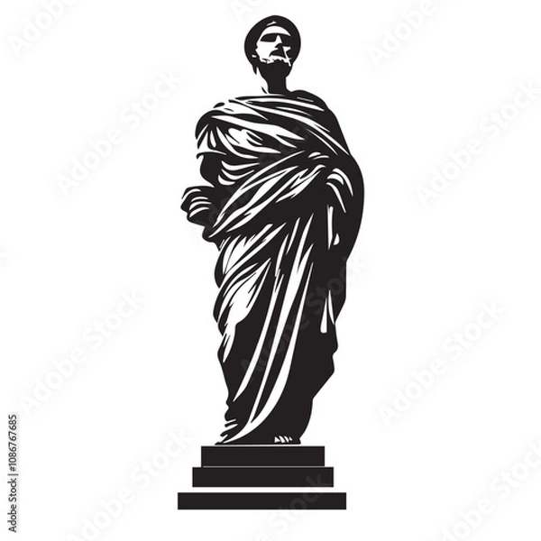Fototapeta Statue In cartoon, hand-drawn flat style. image for social media, websites and UI. Isolated 2D vector design in logo, icon, sketch style, simple line vector, single color. AI Generative Art.