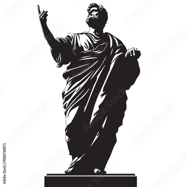 Fototapeta Statue In cartoon, hand-drawn flat style. image for social media, websites and UI. Isolated 2D vector design in logo, icon, sketch style, simple line vector, single color. AI Generative Art.