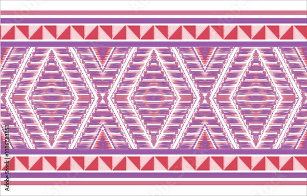 Fototapeta Thai pattern figure tribal Thai geometric ethnic oriental pattern traditional background.Aztec style,embroidery,abstract,vector illustration.design for texture,fabric,clothing,wrapping,carpet.