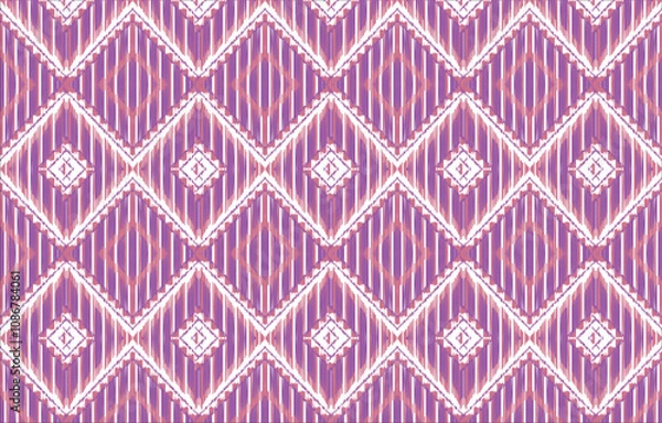 Fototapeta Thai pattern figure tribal Thai geometric ethnic oriental pattern traditional background.Aztec style,embroidery,abstract,vector illustration.design for texture,fabric,clothing,wrapping,carpet.