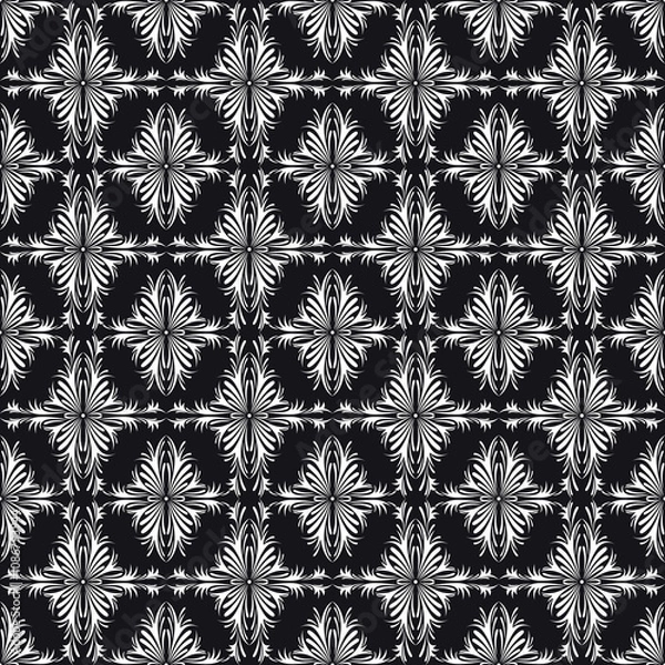 Obraz Seamless background stylized floral ornament. Graphic plant one color vector drawing.