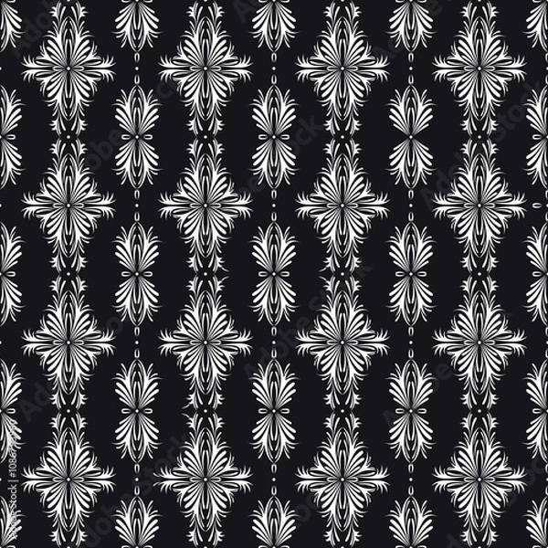 Obraz Seamless stylized floral vertical ornament. Graphic one-color vector drawing.