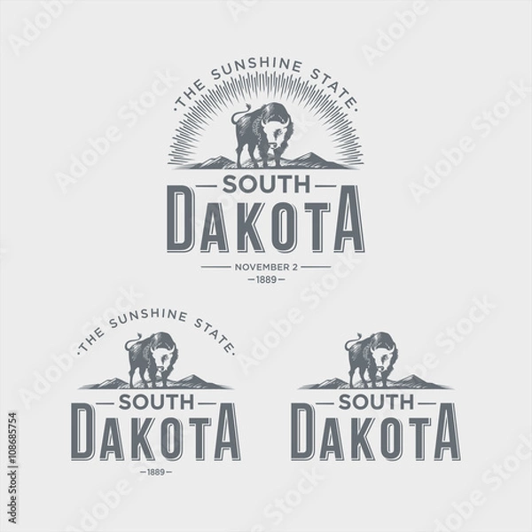 Obraz Южная Дакота эмблема штата Америки на светлом фоне