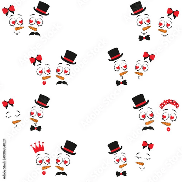 Fototapeta bundle of snowman emoji  set