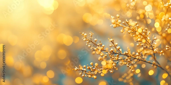 Obraz Christmas festive background with bokeh and lights. image. Created with Generative AI technology