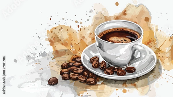 Obraz Coffee Menu Designs with Espresso Drinking Cup and Vector Hand