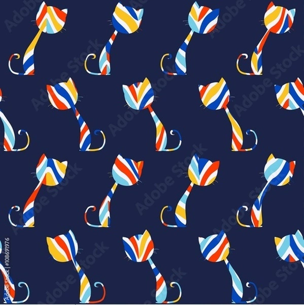 Obraz Cats seamless pattern. Vector illustration