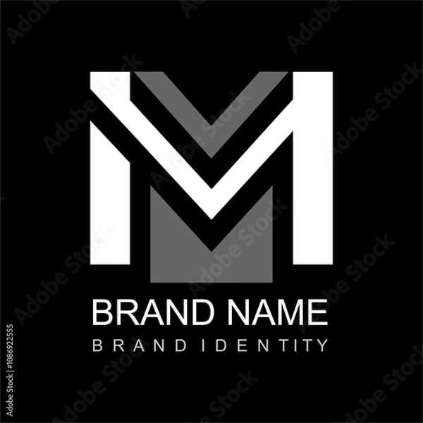 Obraz Logo design by forming the letter M elegant black and white monochrome without color gradation