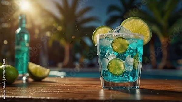Obraz Classic margarita cocktail with salted rim