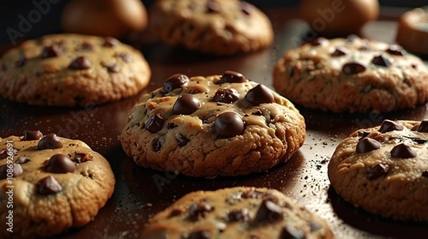 Obraz Freshly baked chocolate chip cookies