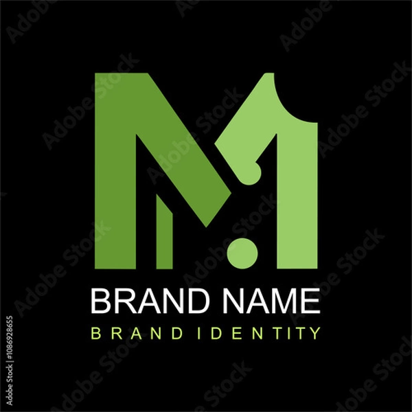 Obraz Logo design by forming the letter M elegant black and white monochrome without color gradation