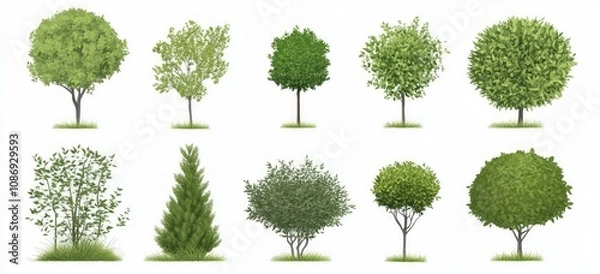 Fototapeta Collection of Diverse Trees and Plants