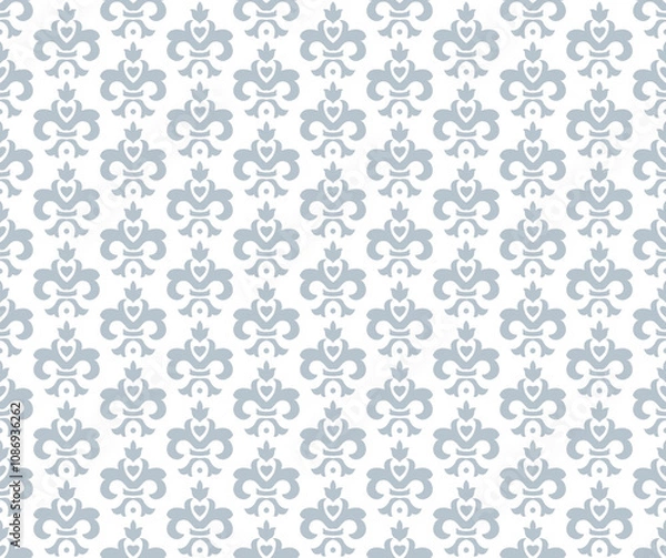 Fototapeta Flower geometric pattern. Seamless vector background. White and gray ornament