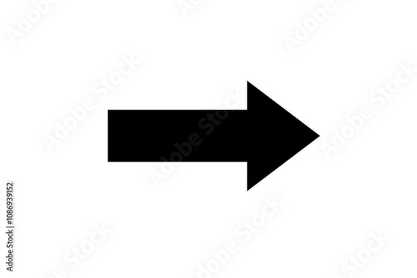 Fototapeta Black arrow forward vector isolated on transparent background. Straight pointing arrow to right 
