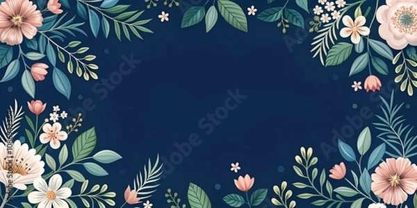 Fototapeta Elegant Floral Frame for Invitation or Announcement with Copy Space