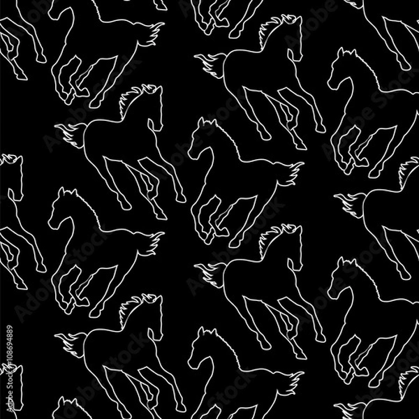 Fototapeta Horses seamless pattern 2