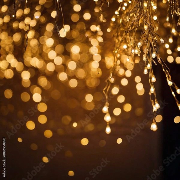 Fototapeta a string of lights that are hanging from a ceiling.