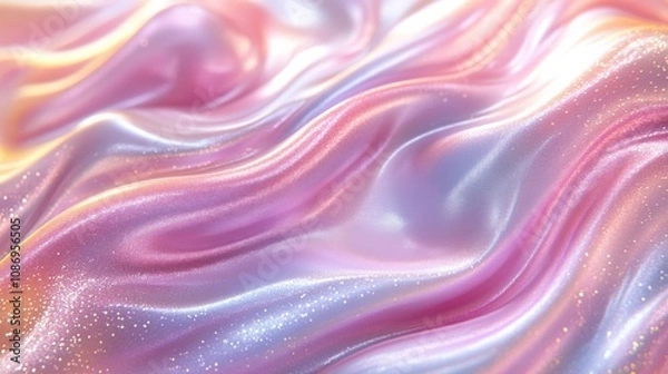 Fototapeta Iridescent Silk Waves: A Dreamy Textured Surface in Soft Pastels